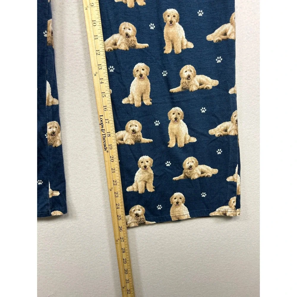 Dog Lover Comfies Unisex Large Navy Blue Golden Doodle Print Pajama Lounge Pants - Picture 6 of 11